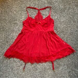 💝3/$20 Sexy Red Lace Chemise with garter straps